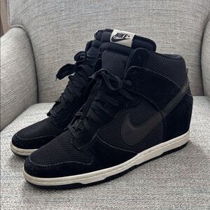 Nike‎ Dunk Sky High Black Hidden Wedge Heel Shoes Women's size 11